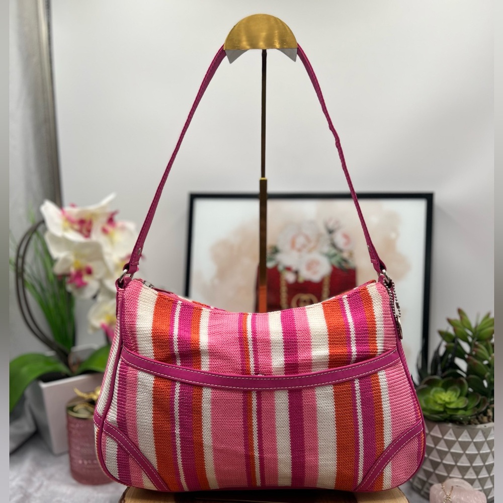 The Sak Hobo Shoulder Knit Pink Orange White Striped